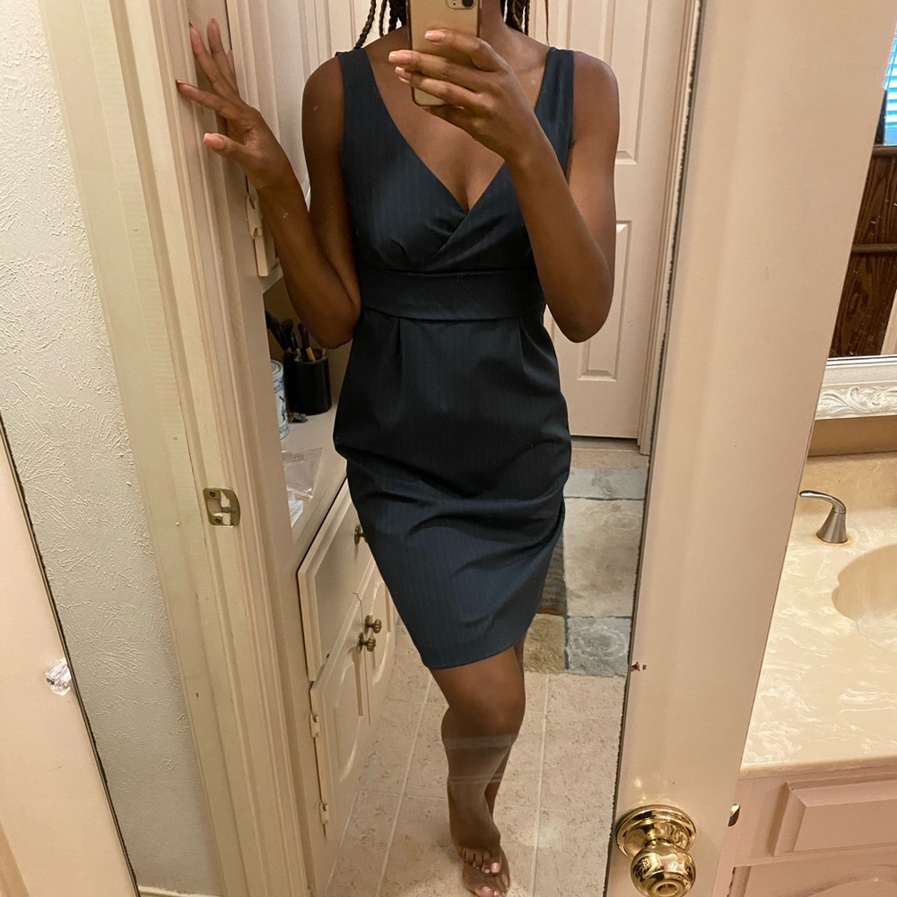 Navy Blue Pinstripe Shift